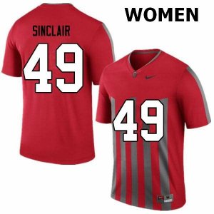 NCAA Ohio State Buckeyes Women's #49 Darryl Sinclair Retro Nike Football College Jersey JEB2745IM